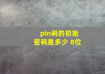 pin码的初始密码是多少 8位